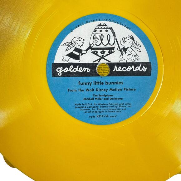 Walt Disney's Golden Records Vintage Funny Little Bunny's Record Made In USA - Picture 4 of 5